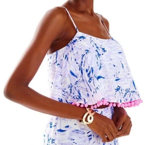 Lilly Pulitzer Lilac Verben Purple Pink Pom Pom Rock The Dock Franni Crop Set - Picture 3 of 14